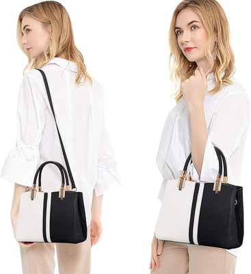 Sleek Women Handbag in Black and White