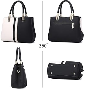 Sleek Women Handbag in Black and White