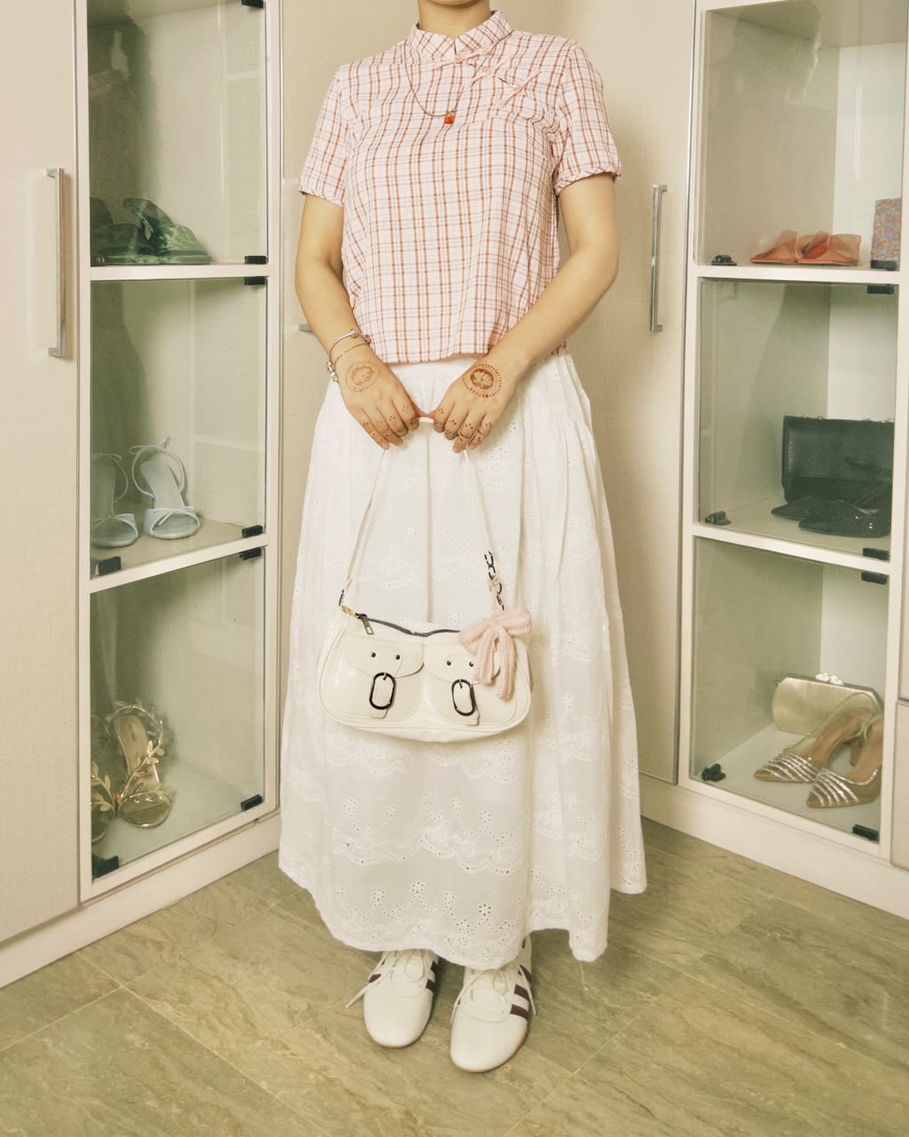 White Cotton Schiffli skirt