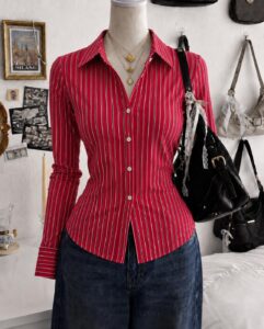 red striped fitted shirt