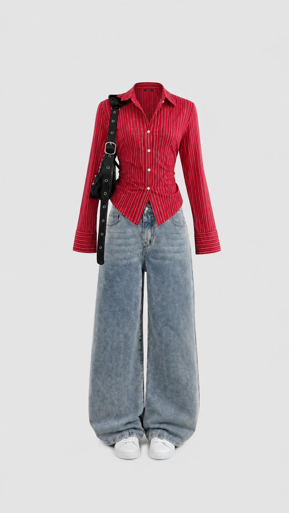 red striped fitted shirt